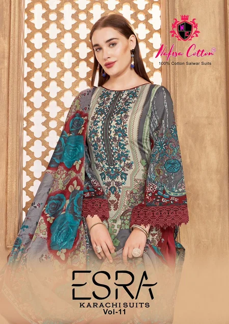 Esra Karachi Suits Vol 11 By Nafisa Cotton Dress Material Wholesale Online